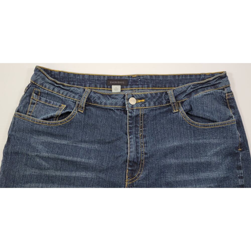 L) Daihong Women Capri Cuffed Denim Jeans Size 16 - Picture 6 of 10